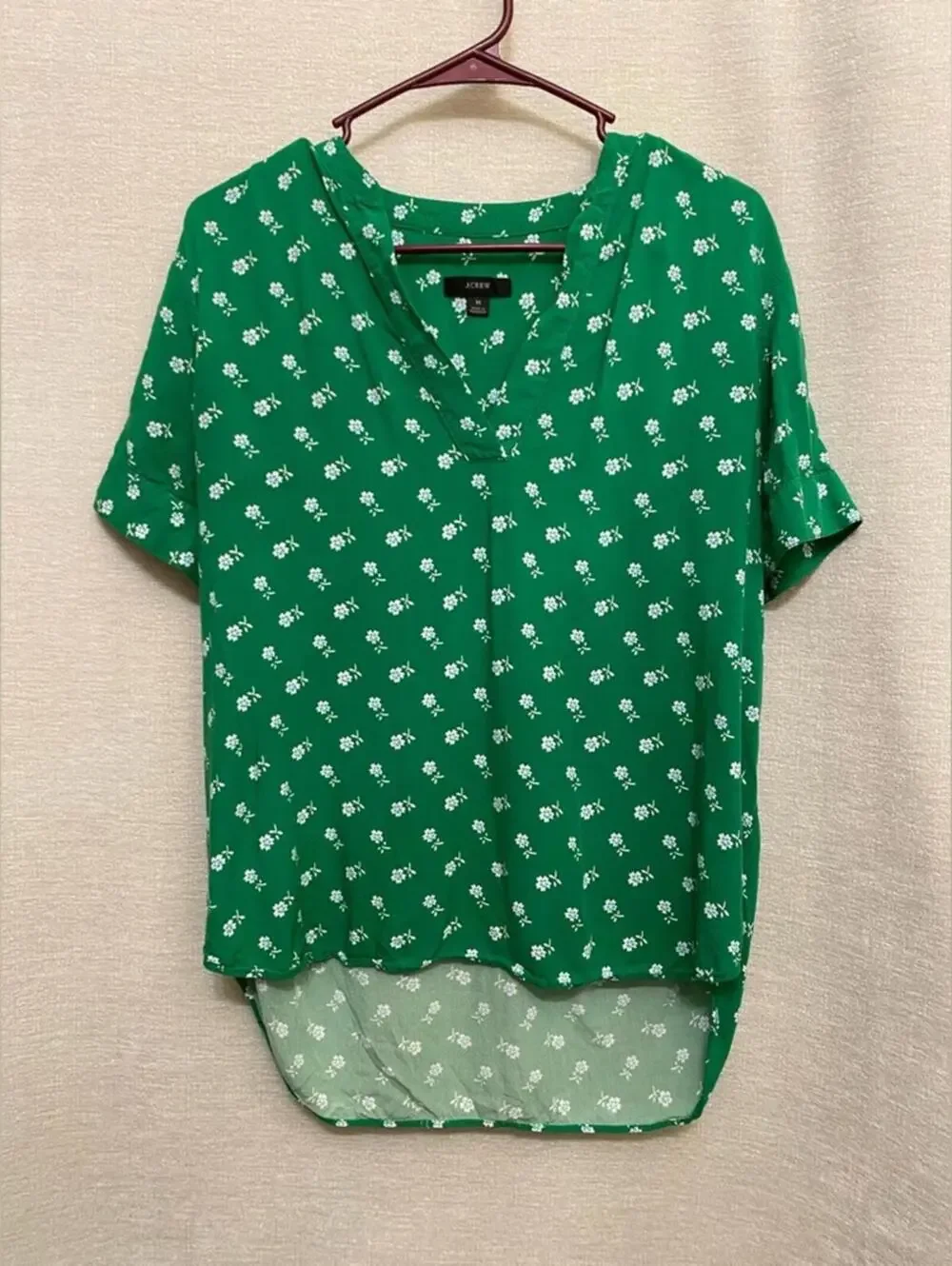 J. Crew Green Floral Blouse